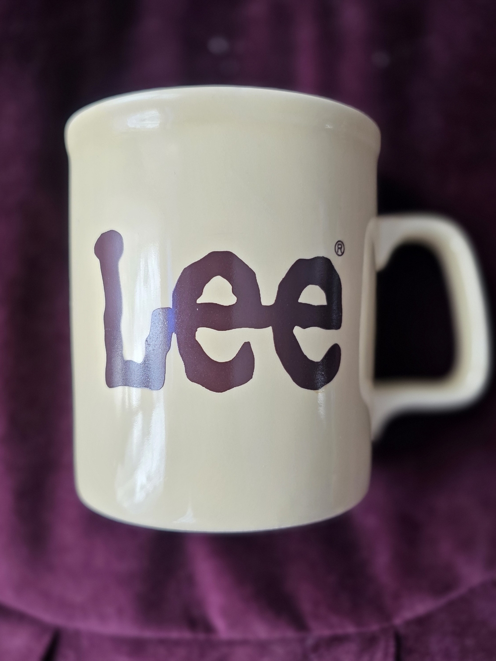Lee Jeans Coffee Mug Cup Cream Ceramic VTG Promo Logo Advertising by Kiln Craft
